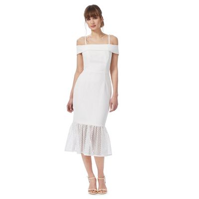 White 'Bethany' off-shoulder plus size dress